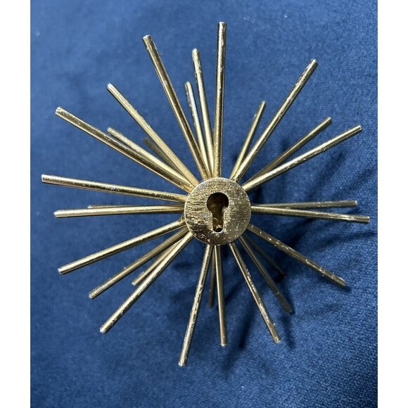 Wall Decor Goldtone Atomic Metal Starburst 3-D Sculpture Desk MCM style 5.5"x4" - Picture 3 of 5